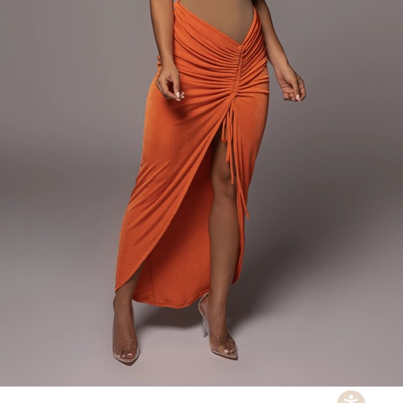 JLUXLABEL Dresses & Skirts - Orange Adjustable Slinky Maxi Skirt • JLUXLABEL